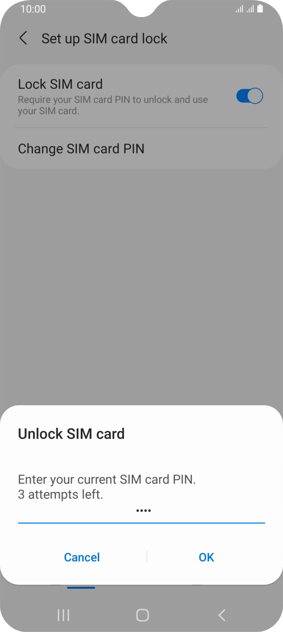 Key in your SIM PIN and press OK. The default SIM PIN is 0000.