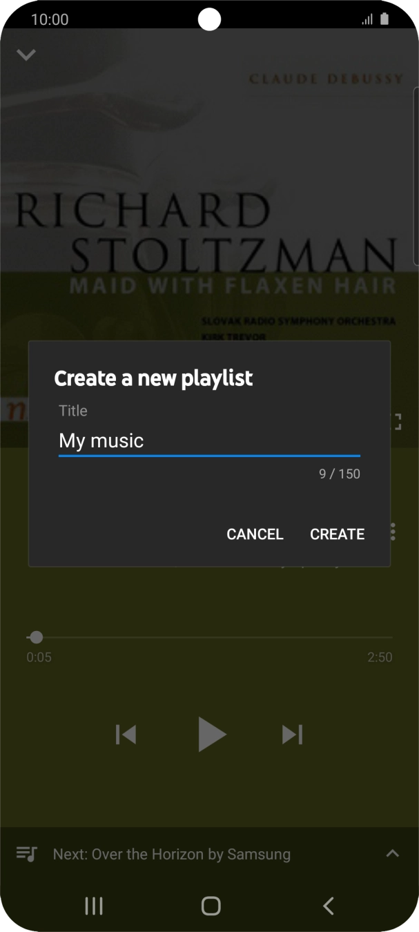 Key in a name for the playlist and press CREATE.