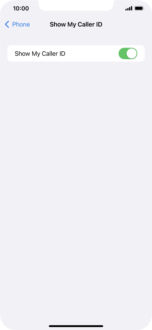 Press the indicator next to 'Show My Caller ID' to turn the function on or off.