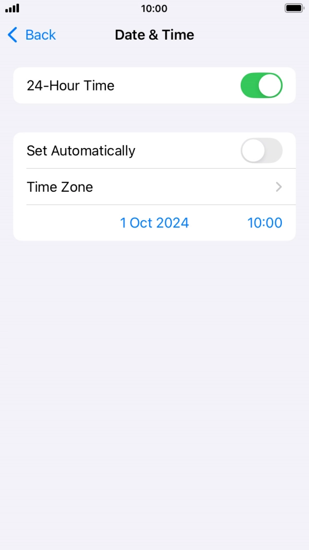 Press the indicator next to 'Set Automatically' to turn on the function.