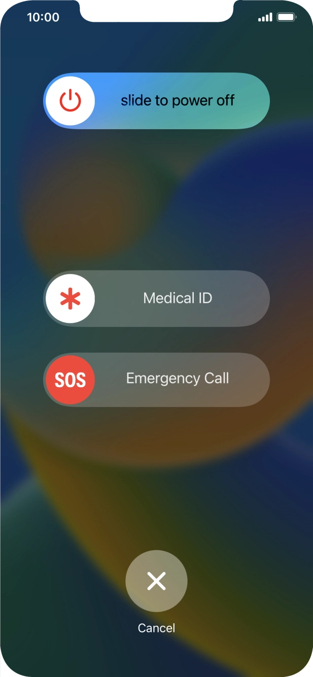 Press and drag the power off icon right.