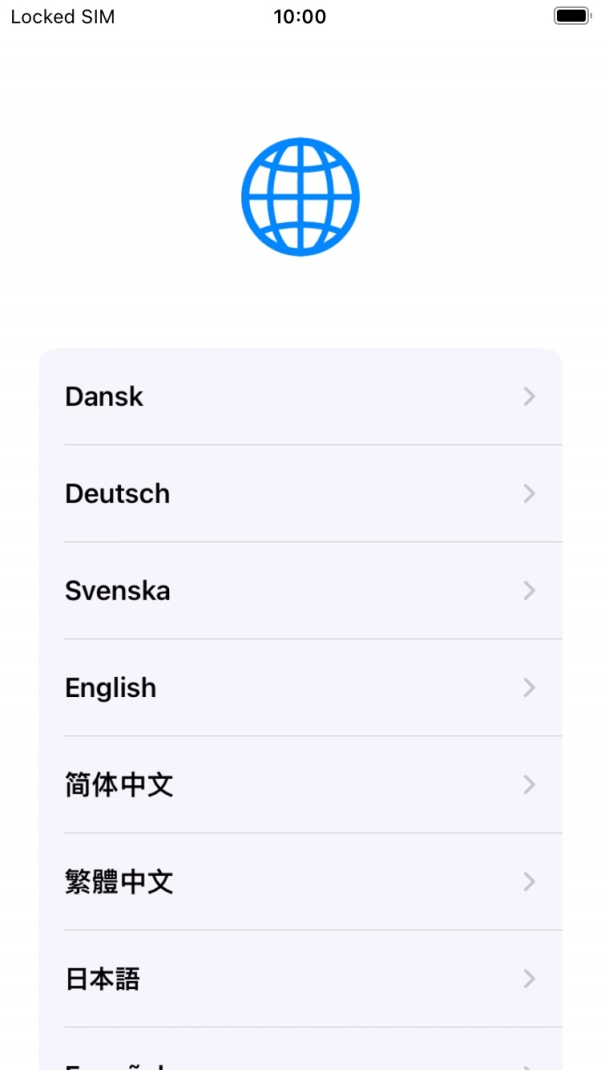 Press the required language.