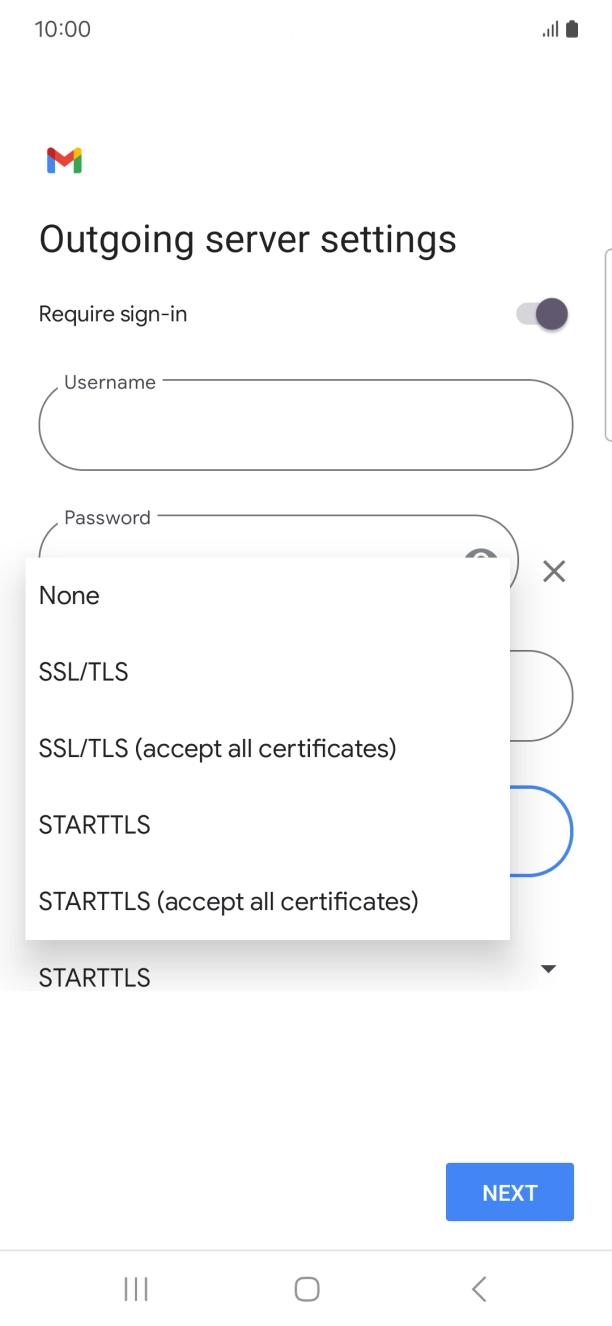 Press SSL/TLS. Press SSL/TLS.