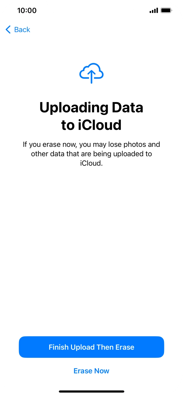 Press the required setting.