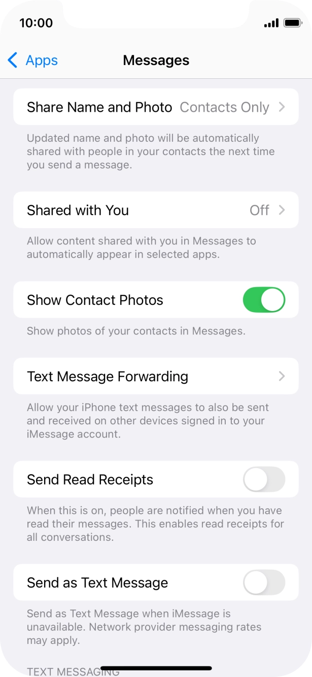 Press the indicator next to 'Send as Text Message' to turn the function on or off. Press the indicator next to 'Send as Text Message' to turn the function on or off.