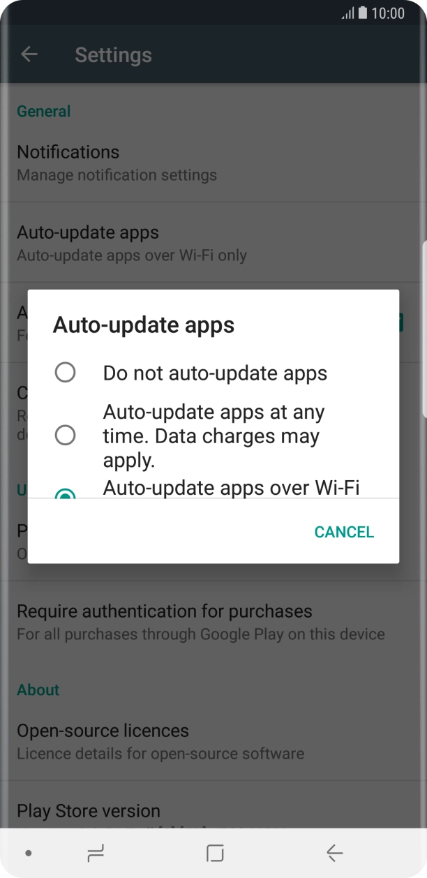 To turn off automatic update of apps, press Do not auto-update apps. To turn off automatic update of apps, press Do not auto-update apps.