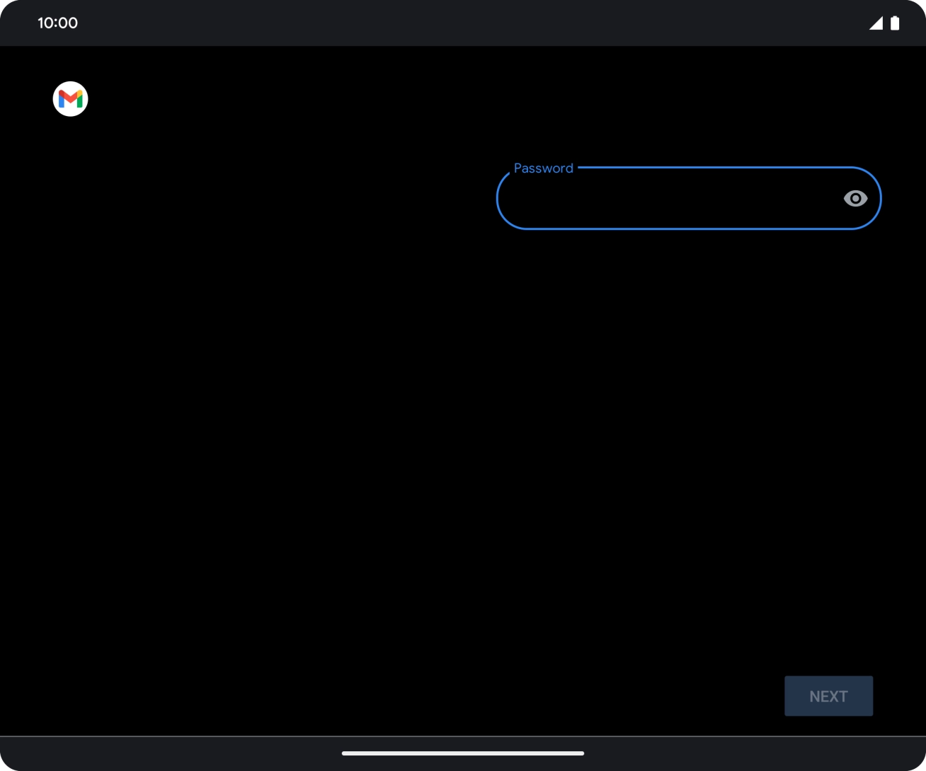 Press the field below 'Password' and key in the password for your email account. Press the field below 'Password' and key in the password for your email account.