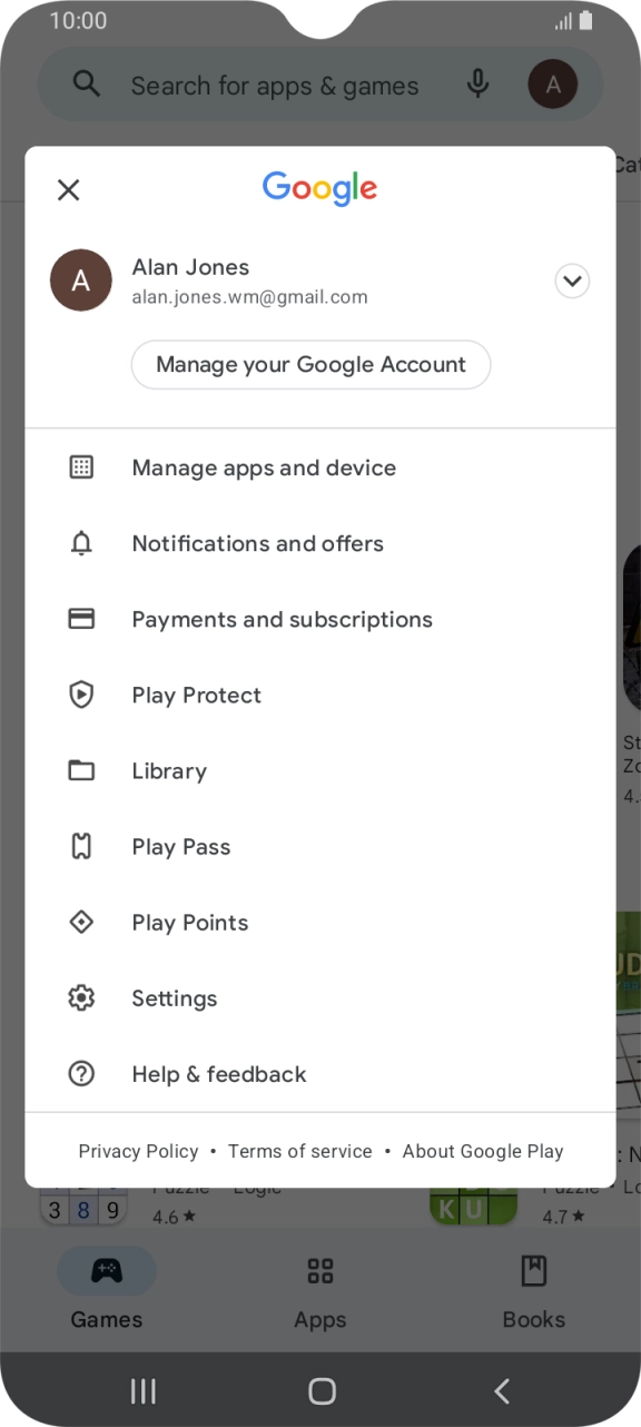 Press Manage apps and device.