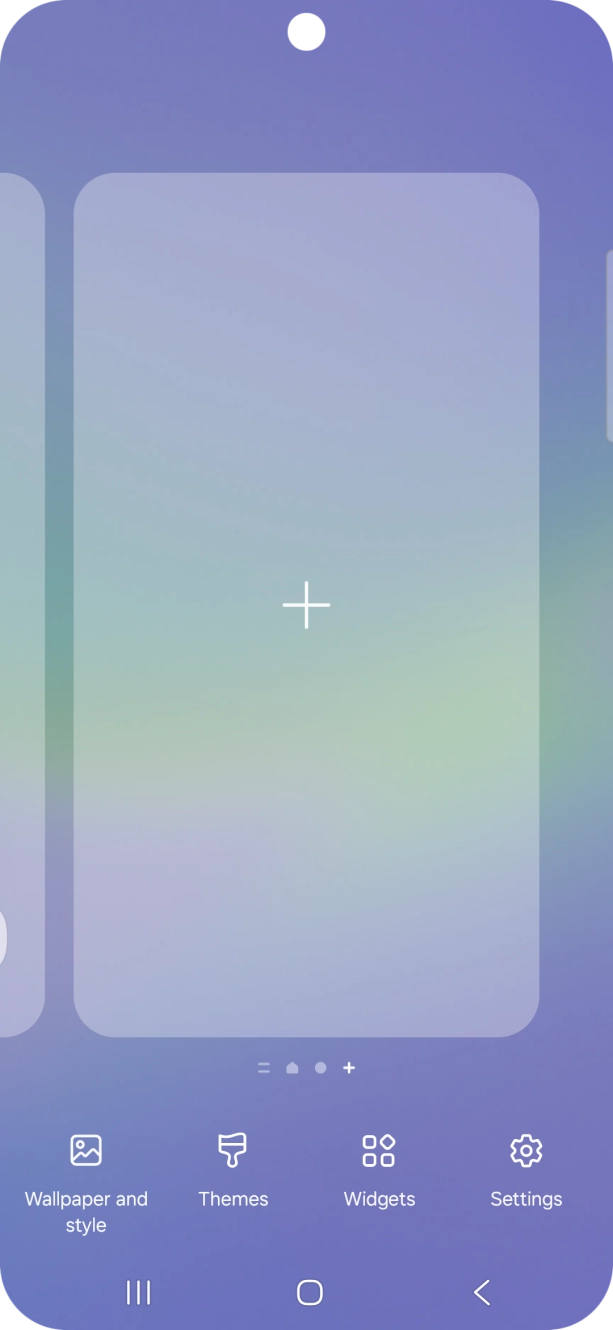 Press the add icon to add a home screen page.
