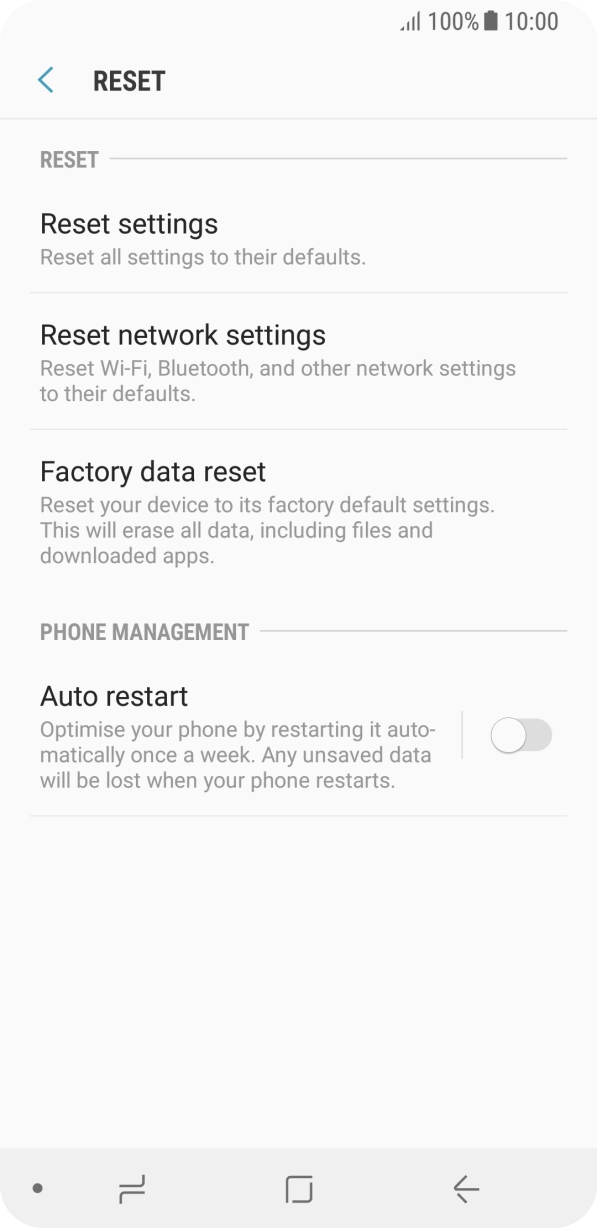 Press Factory data reset.