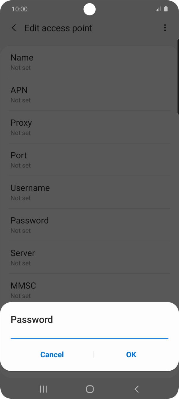 Key in p and press OK.