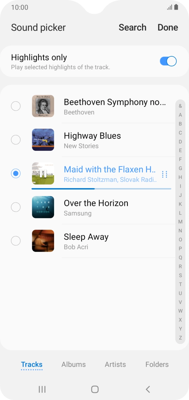 Once you've found a ring tone you like, press Done.