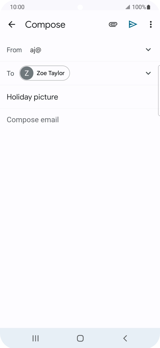 Press the text input field and write the text for your email. Press the text input field and write the text for your email.