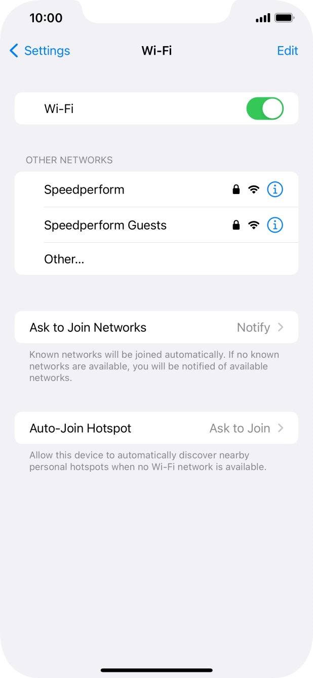 Press the required WiFi network and key in the password for the WiFi network.