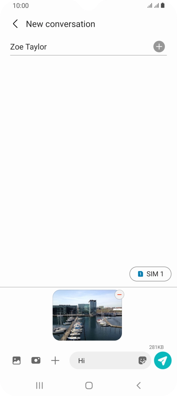 Press the send icon when you've finished your picture message.
