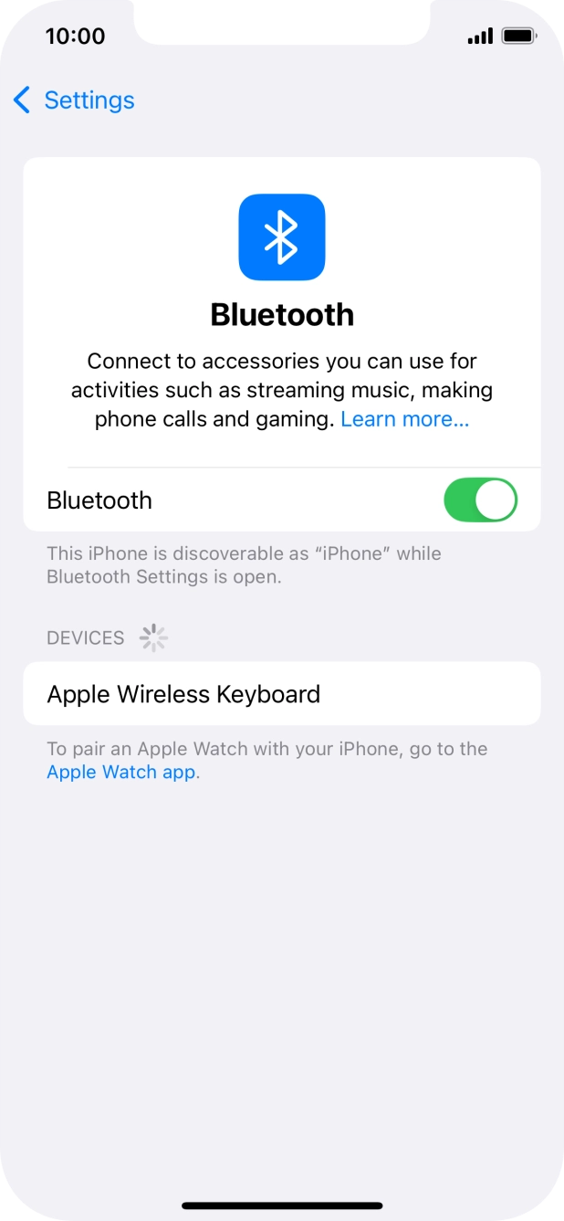 Press the required Bluetooth device and follow the instructions on the screen to pair the device with your phone.