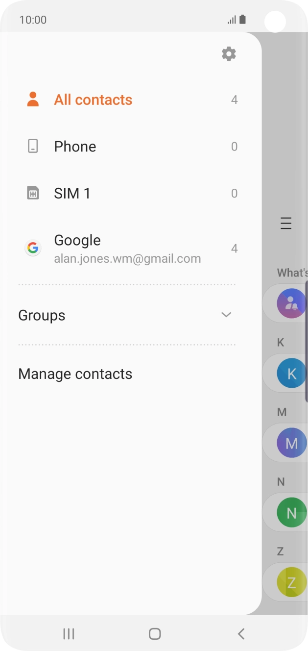 Press Manage contacts.