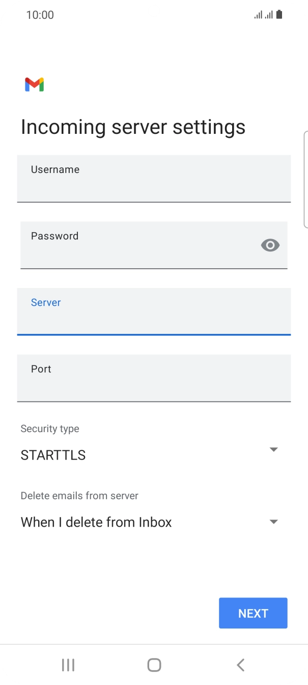 Press the field below 'Port' and key in 110.
