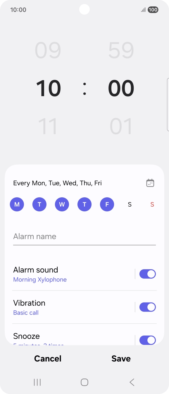 Press the indicator next to 'Alarm sound' to turn on the alarm tone.