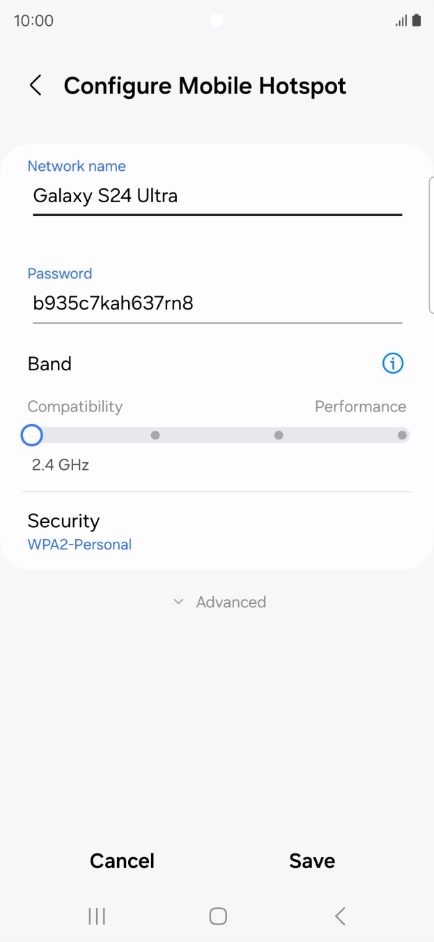 Press the field below 'Network name' and key in the required name. Press the field below 'Network name' and key in the required name.