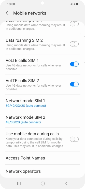 Press Network mode ‹SIM›.