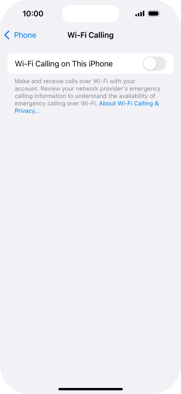 Press the indicator next to 'Wi-Fi Calling on This iPhone' to turn the function on or off.