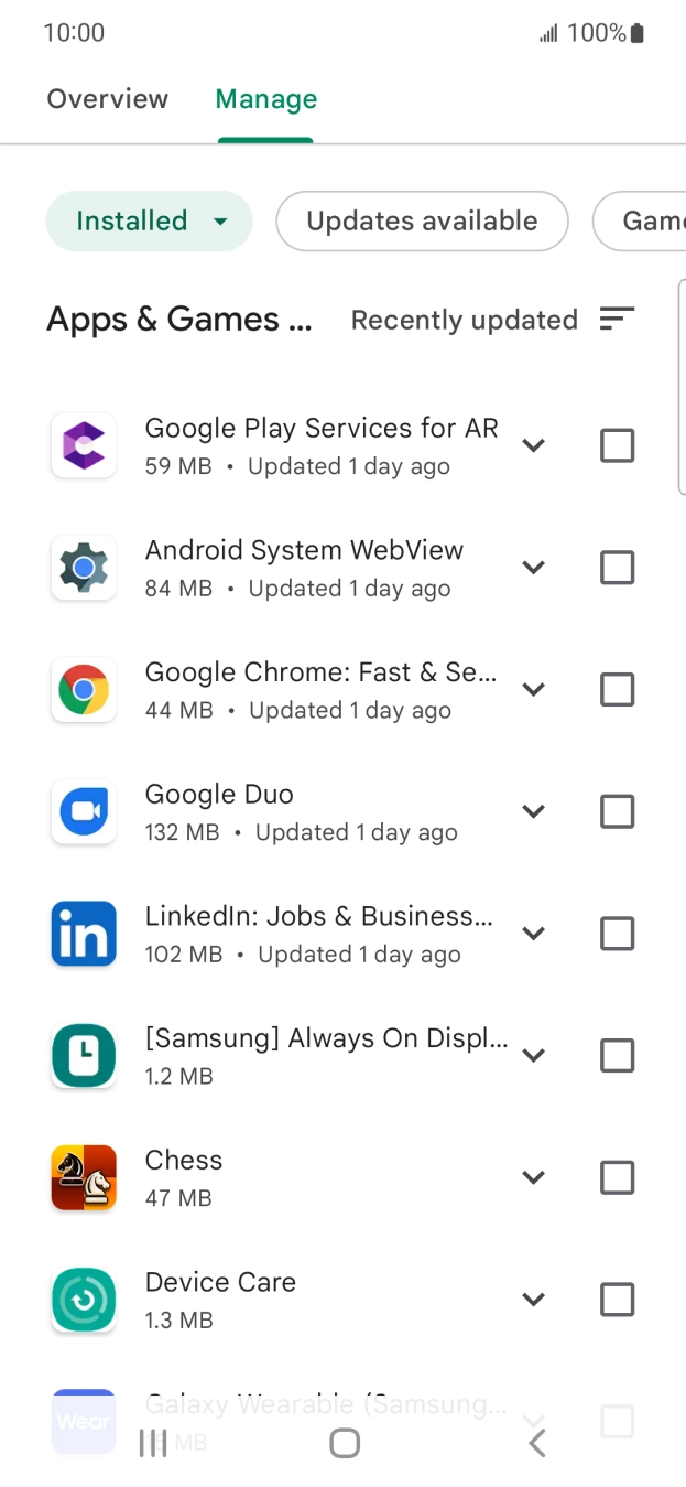 Press the required app.