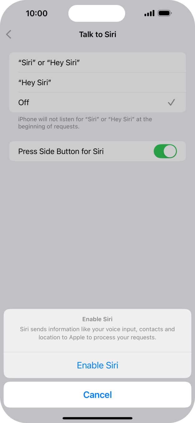 Press Enable Siri.