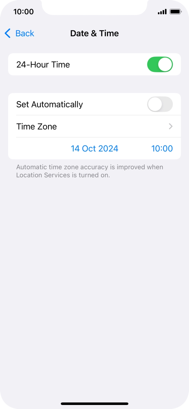 Press the indicator next to 'Set Automatically' to turn on the function.