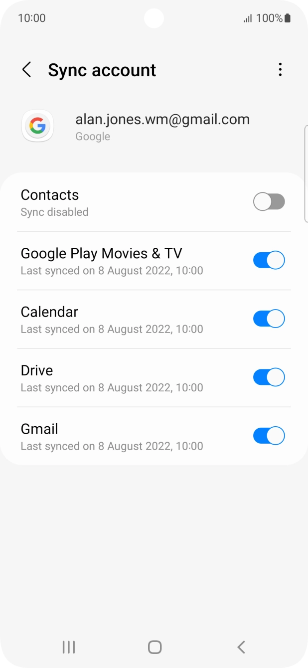 Press the indicator next to 'Contacts' to turn on the function. Press the indicator next to 'Contacts' to turn on the function.