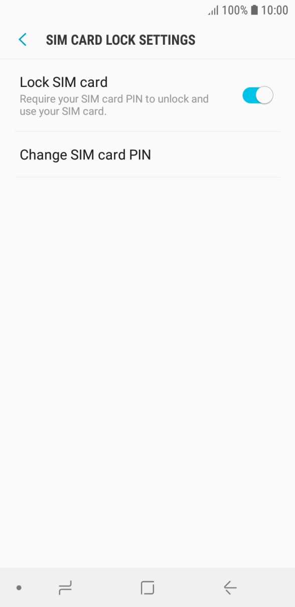 Press the indicator next to 'Lock SIM card' to turn the function on or off.