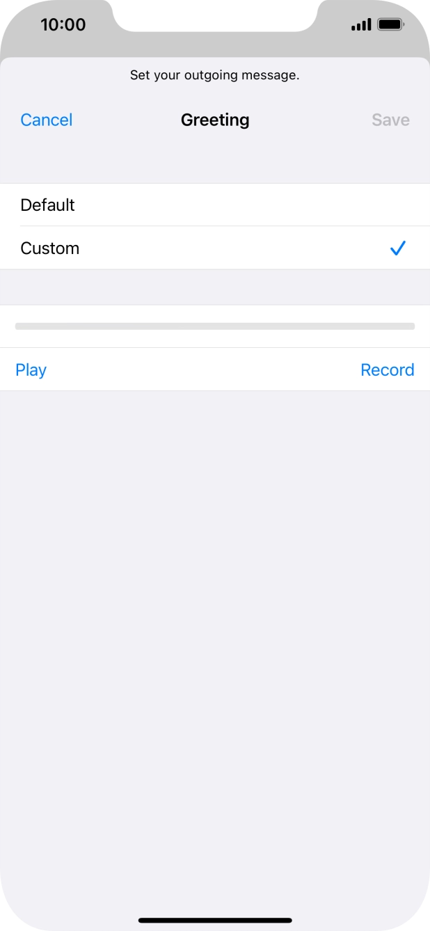 Press Record to start recording a personal greeting. Press Record to start recording a personal greeting.