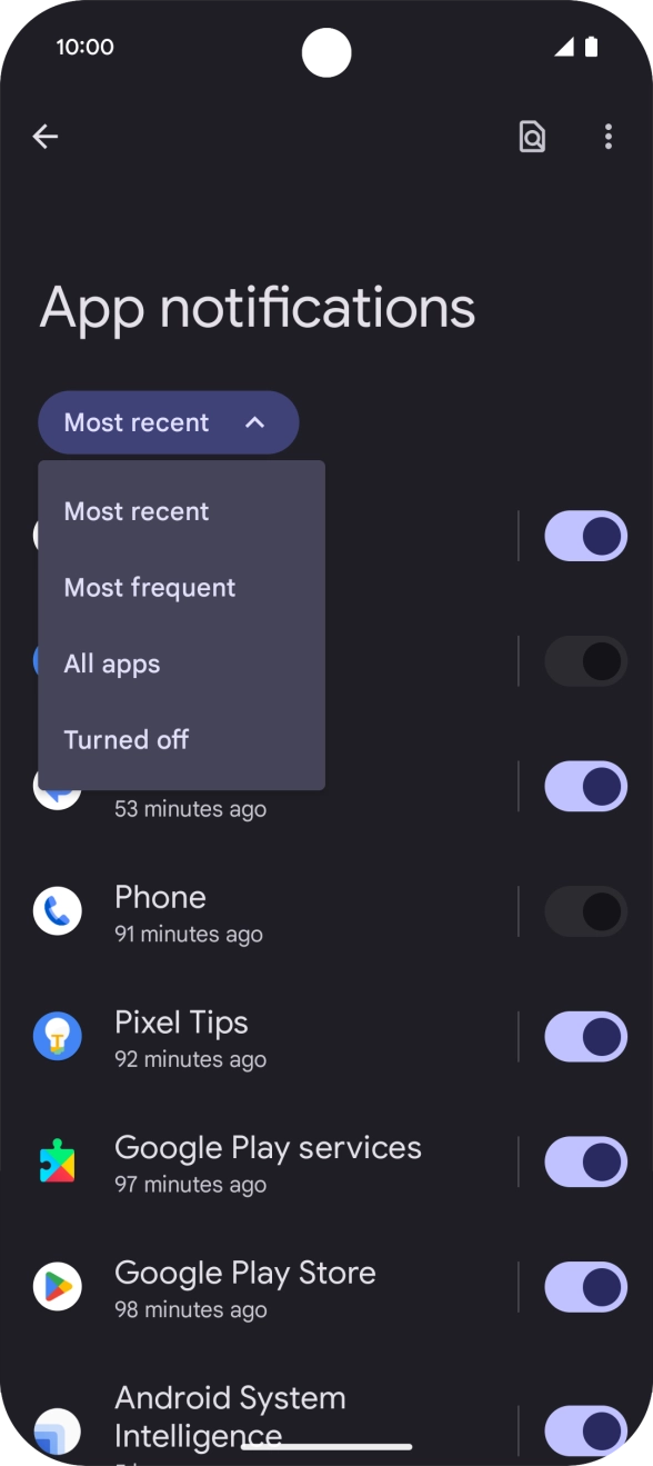 Press the required setting. Press the required setting.