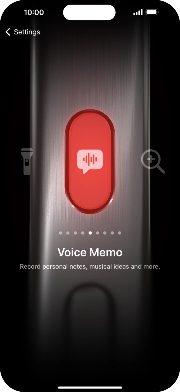 Slide your finger right or left on the screen to select the required function.