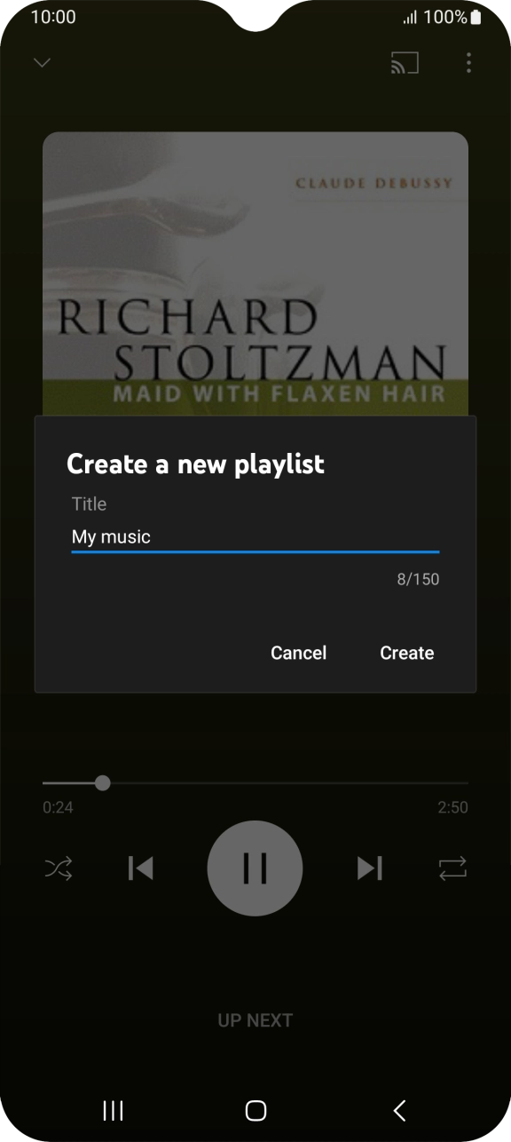 Key in a name for the playlist and press Create.