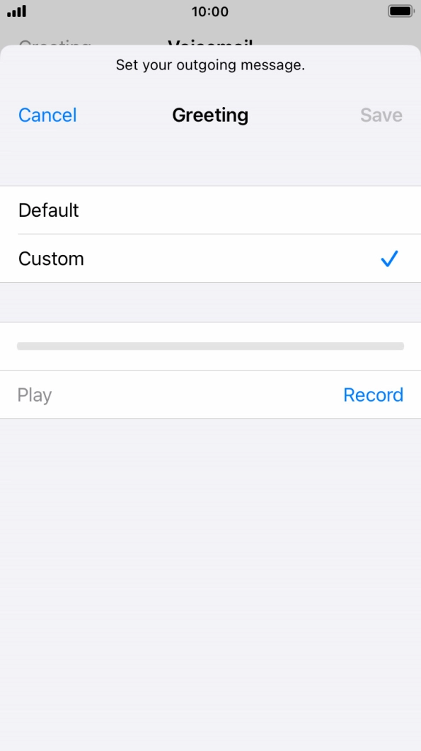 Press Record to start recording a personal greeting. Press Record to start recording a personal greeting.