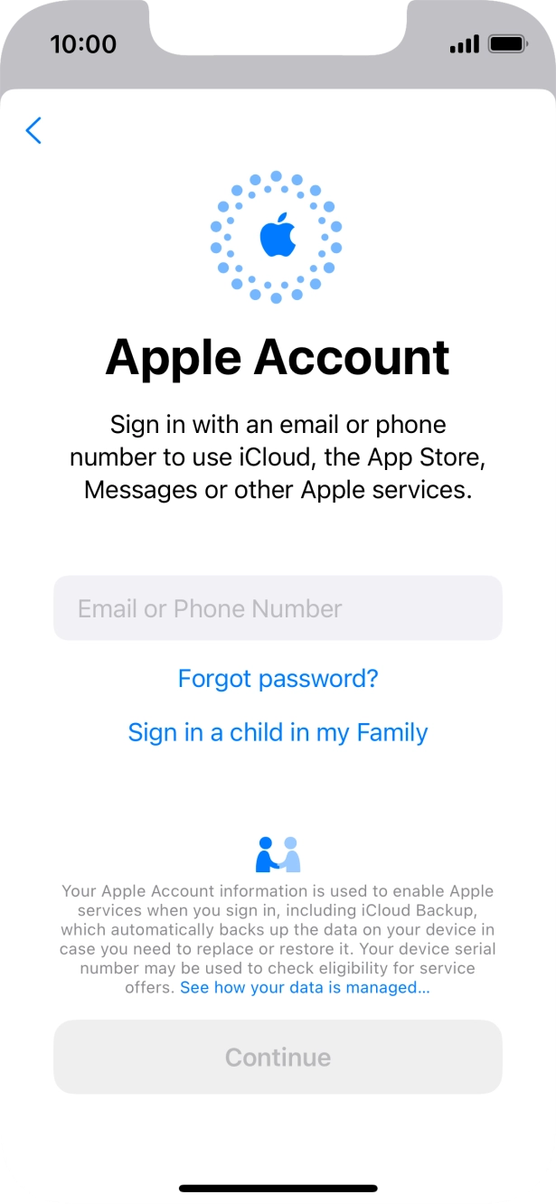 Press Email or Phone Number and key in the username for your Apple ID.