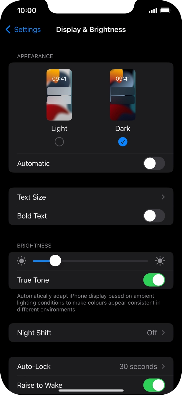 Press the indicator next to 'Automatic' to turn the function on or off.