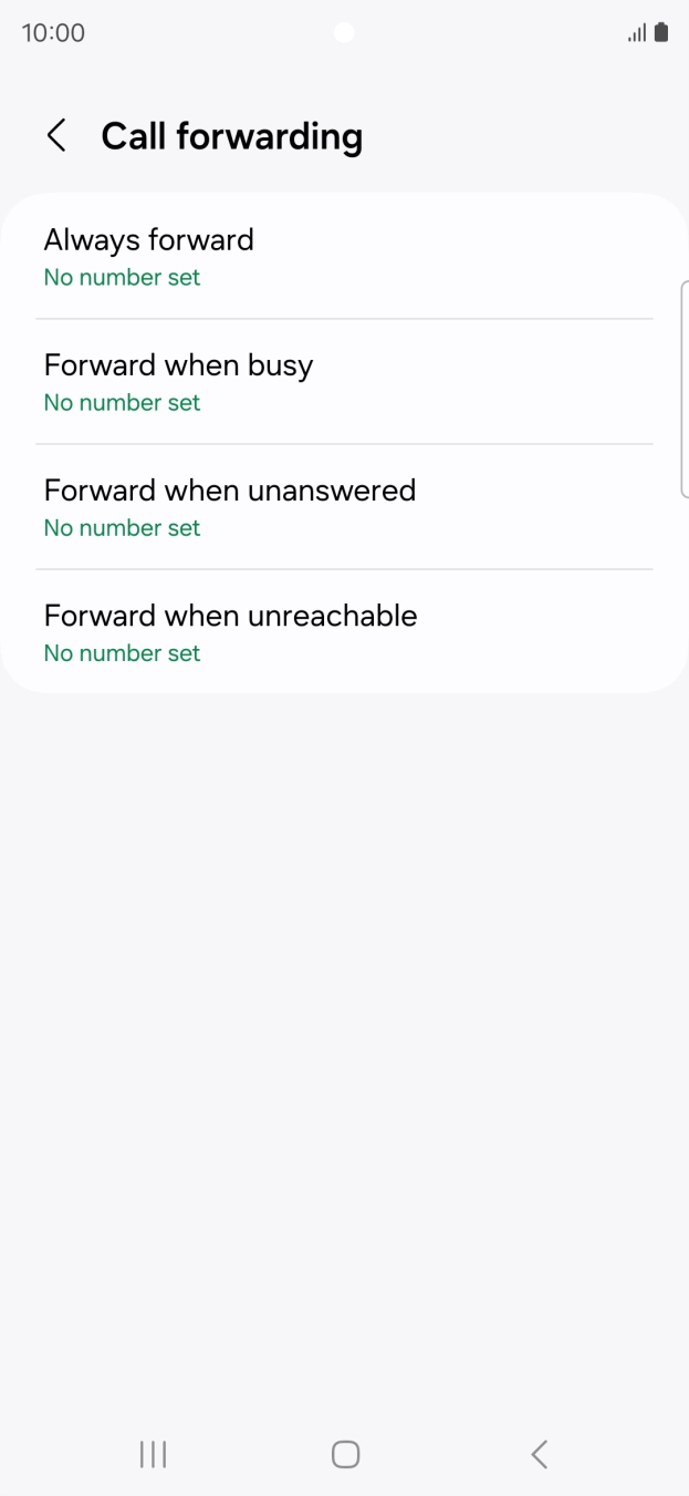 Press the required divert type. Press the required divert type.