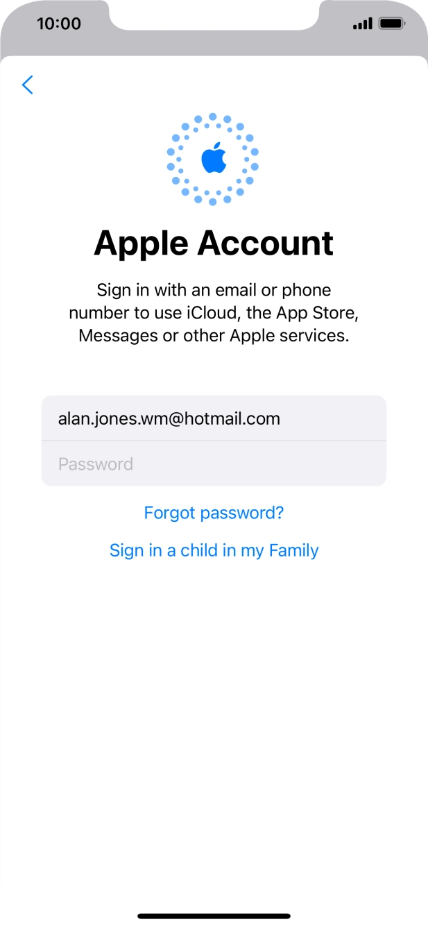 Press Password and key in the password for your Apple ID.