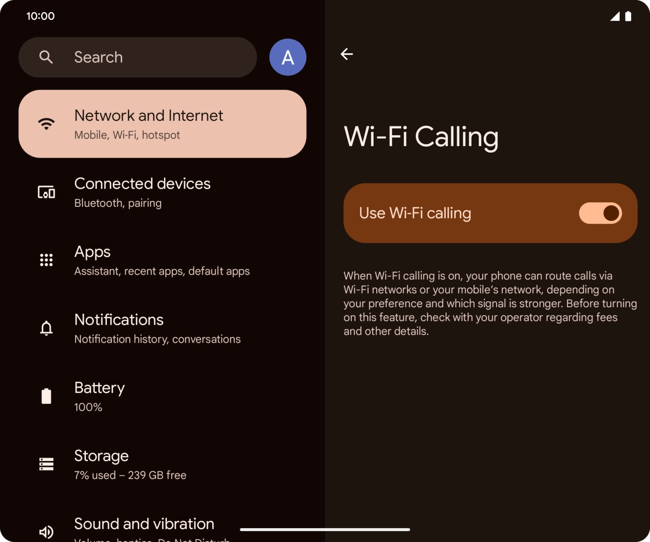 Press the indicator next to 'Use Wi-Fi calling' to turn the function on or off.