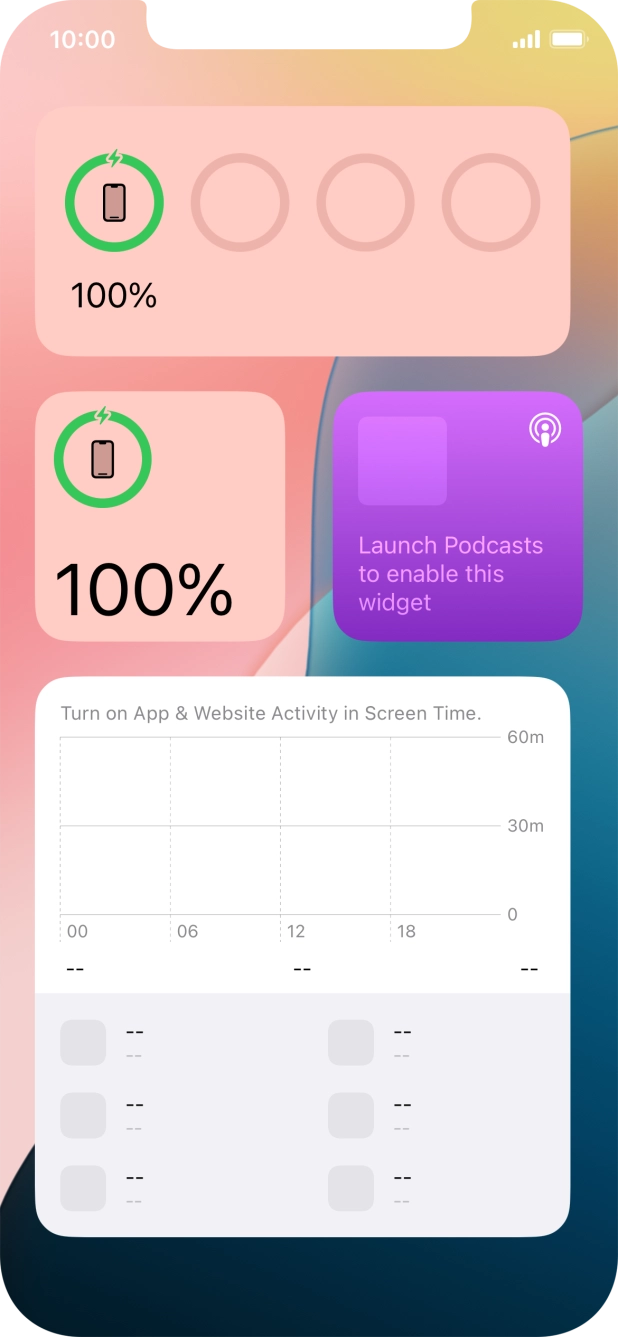 Slide your finger up or down on the screen to see more widgets.