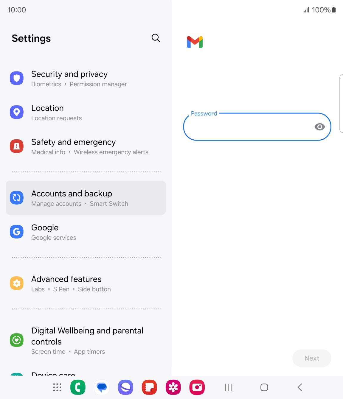 Press the field below 'Password' and key in the password for your email account. Press the field below 'Password' and key in the password for your email account.