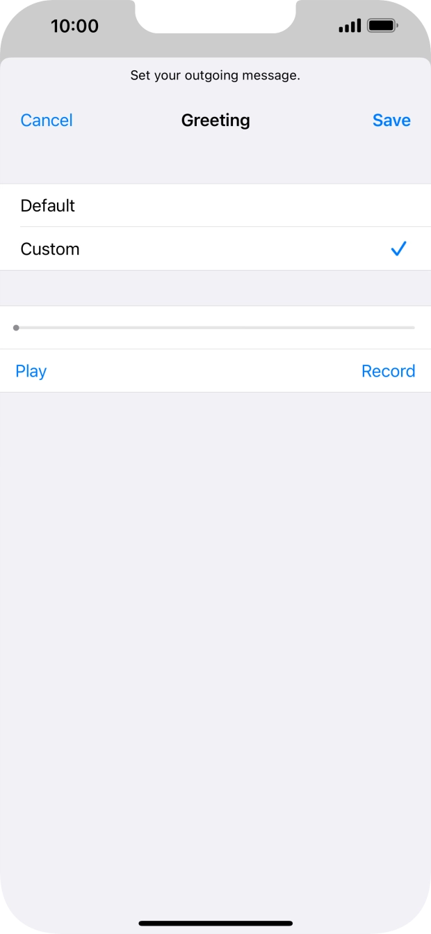 Press Play to play back your greeting.