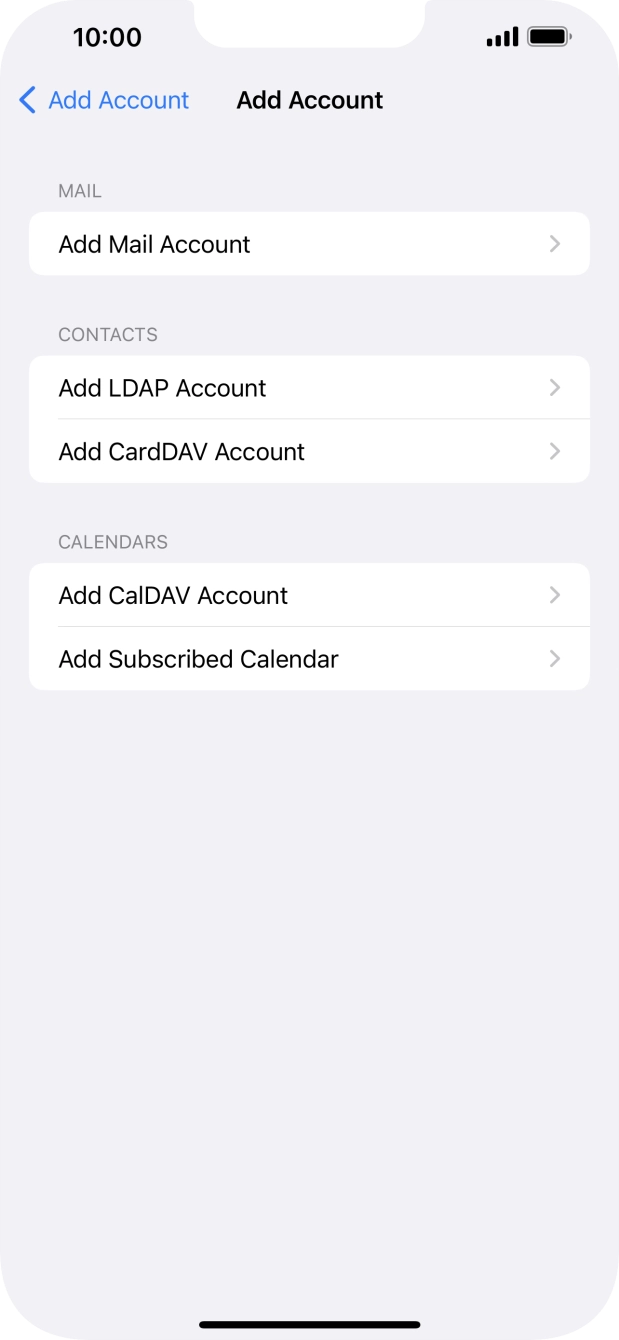 Press Add Mail Account. Press Add Mail Account.