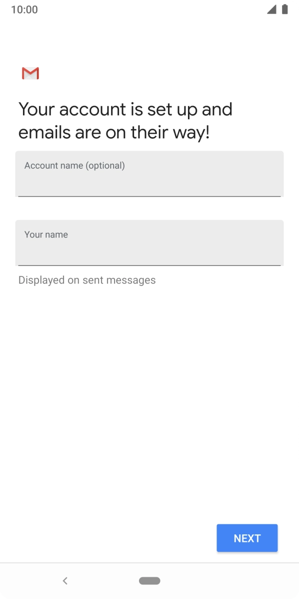 Press the field below 'Account name (optional)' and key in the required name. Press the field below 'Account name (optional)' and key in the required name.