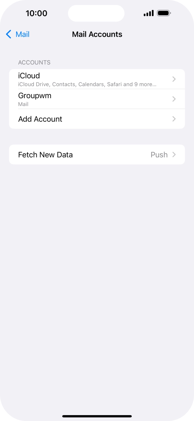 Press the name of the email account you've just set up.