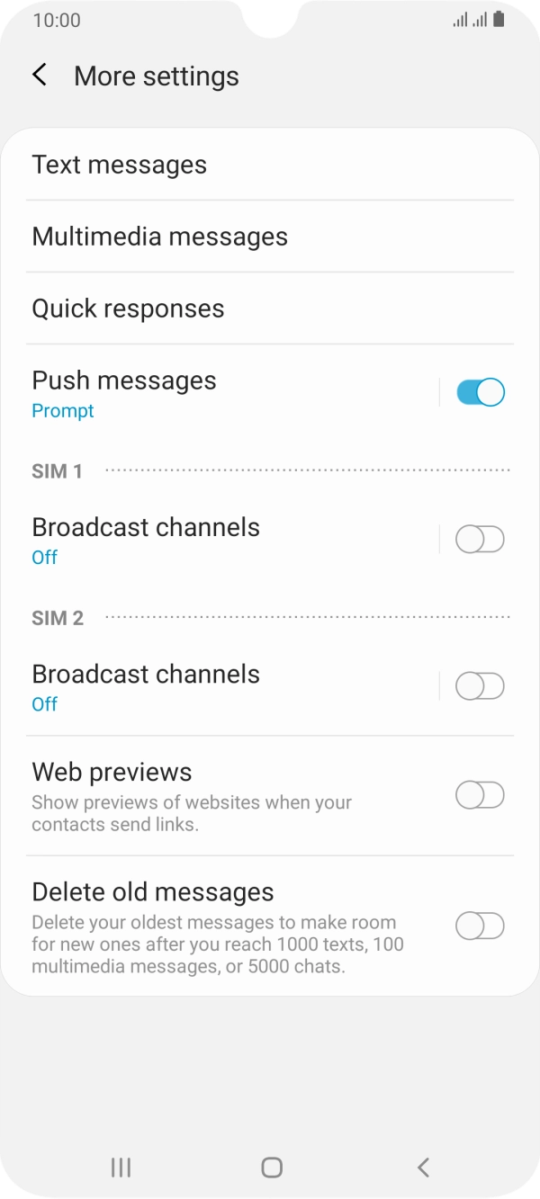 Press Text messages.