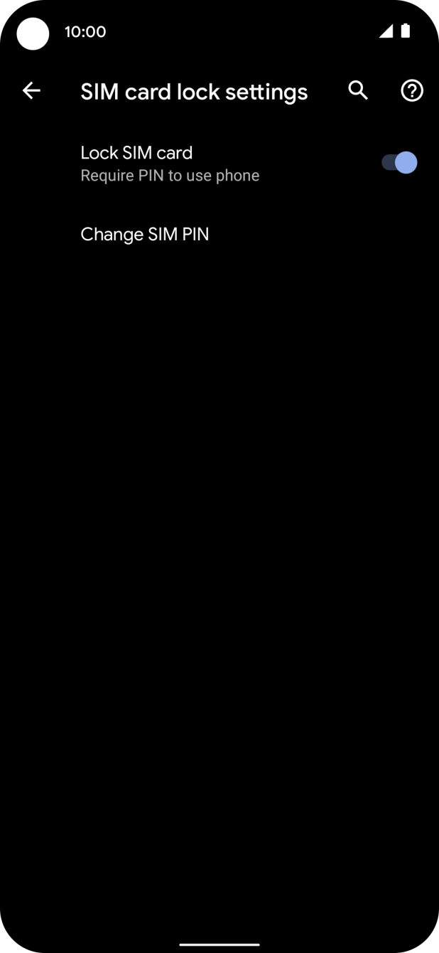 Press the indicator next to 'Lock SIM card' to turn the function on or off.
