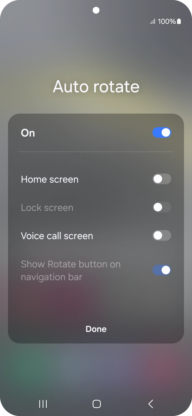 Press the indicators next to the required settings to turn them on or off.